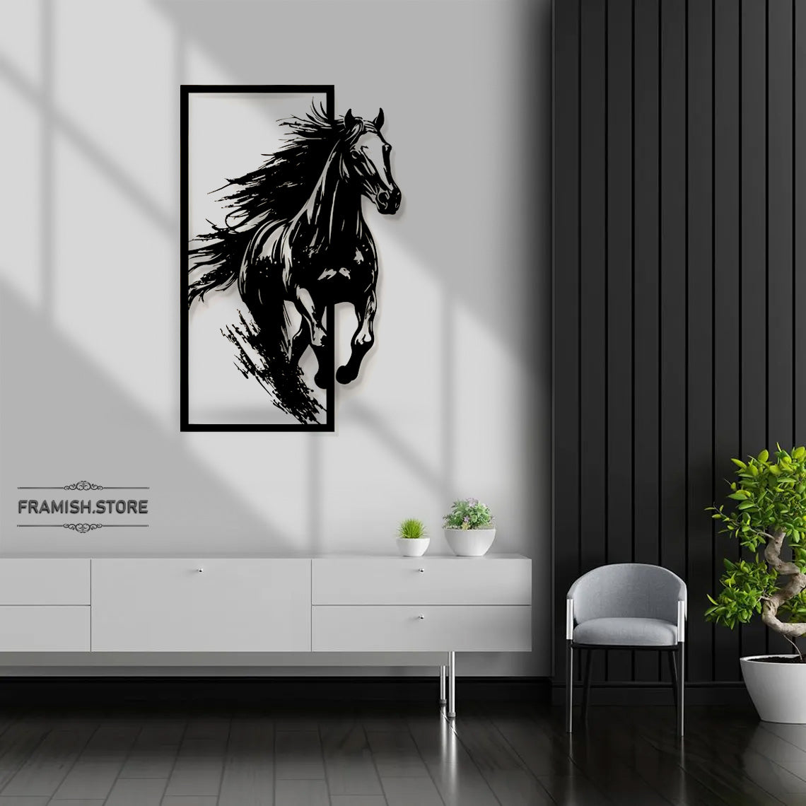 HORSE METAL FRAME WITH LIGHT