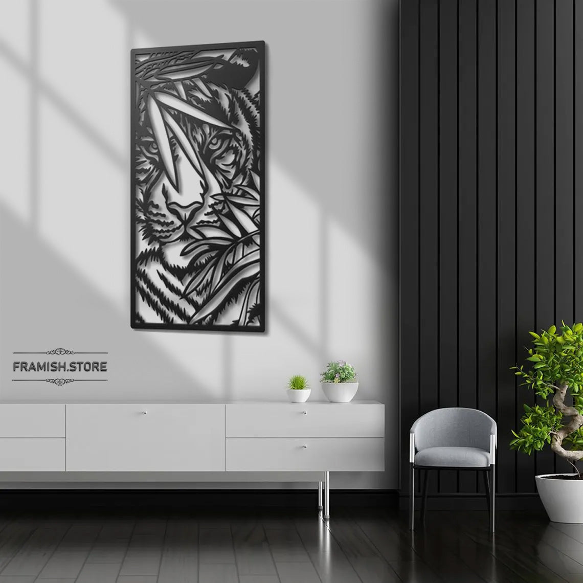 LION ART|| METAL FRAME WITH LIGHT