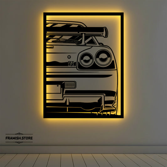 Skyline GTR 34 Car Frame || METAL FRAME WITH LIGHT